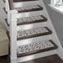 Ophelia  Gray/White  Authentic Turkish Premium Quality Stair Rugs - Medium Pile - Machine Washable Indoor Carpet Stair Treads-Multi Pack Sets With TPE Backing